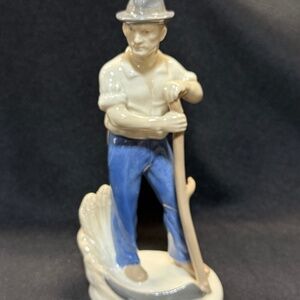 Carl Schneiders Farmer Man w/ Scythe 21862 Porcelain Figurine Germany 50"s Rare